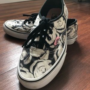 Black and White Rose Vans